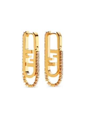 FENDI O'Lock-motif Crystal Earrings | Gold