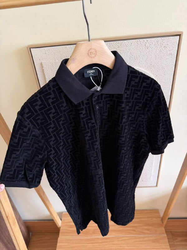 Fendi Black 'Forever Fendi' Polo Shirt