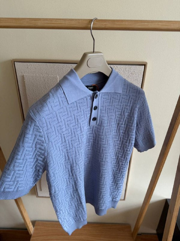 Fendi FF Monogram Knit Polo Shirt