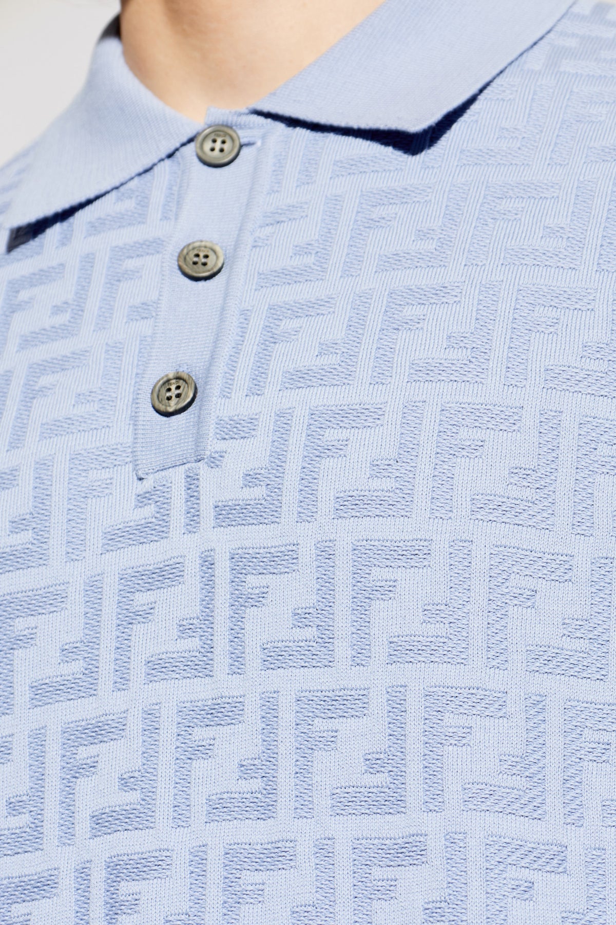 Fendi FF Monogram Knit Polo Shirt