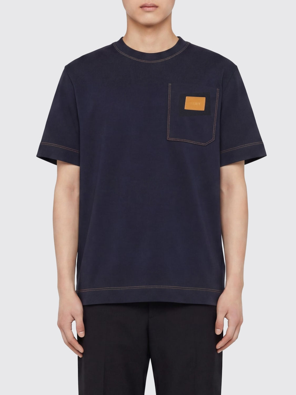 Fendi Contrast-Stitch Logo Patch T-Shirt