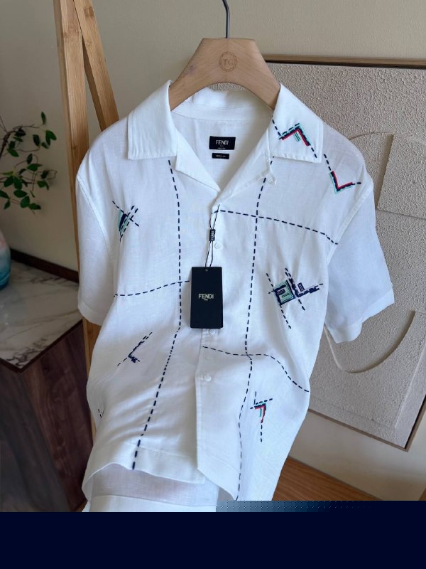 Fendi White Linen Embroidered Shirt