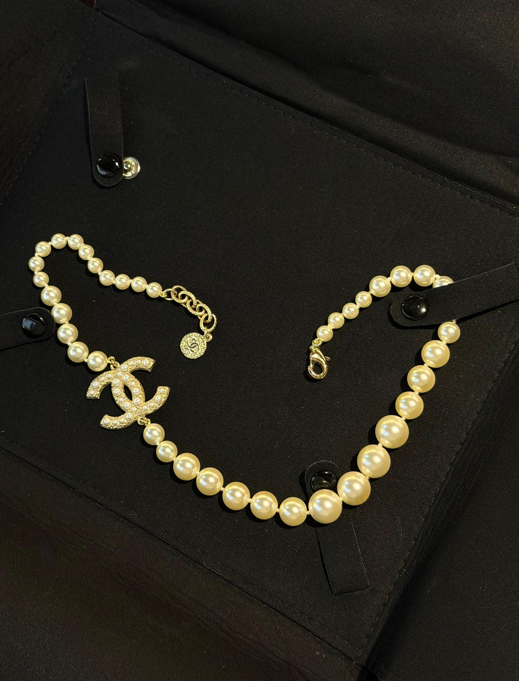 Chanel CC 100th Anniversary Faux Pearl Pendant & Earrings