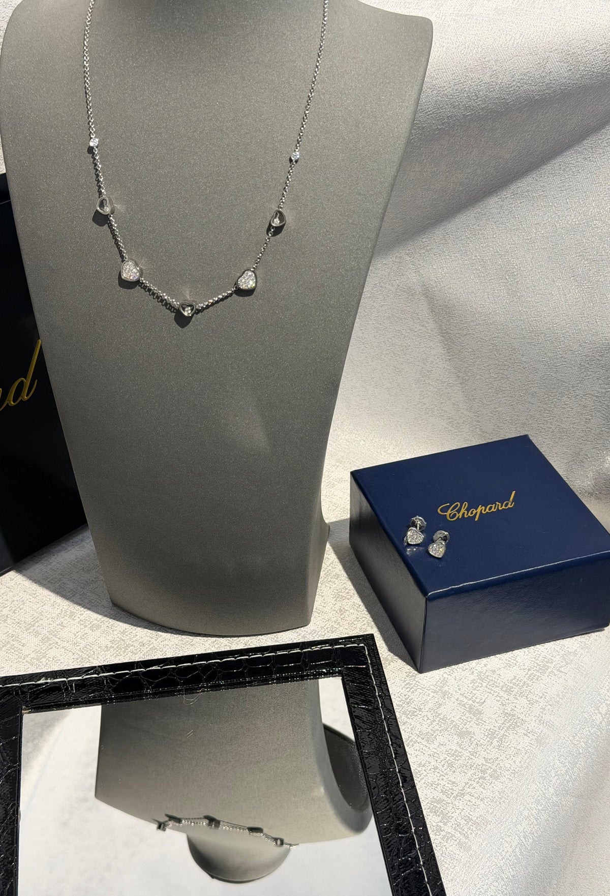 Chopard Happy Hearts White Gold Diamond Pendant & Earrings