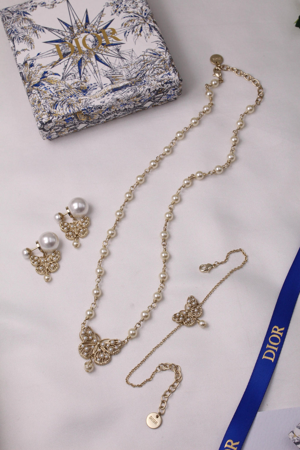 Dior Butterfly Faux Pearl set