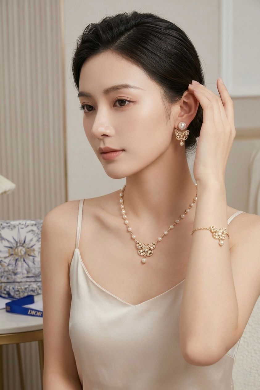 Dior Butterfly Faux Pearl set