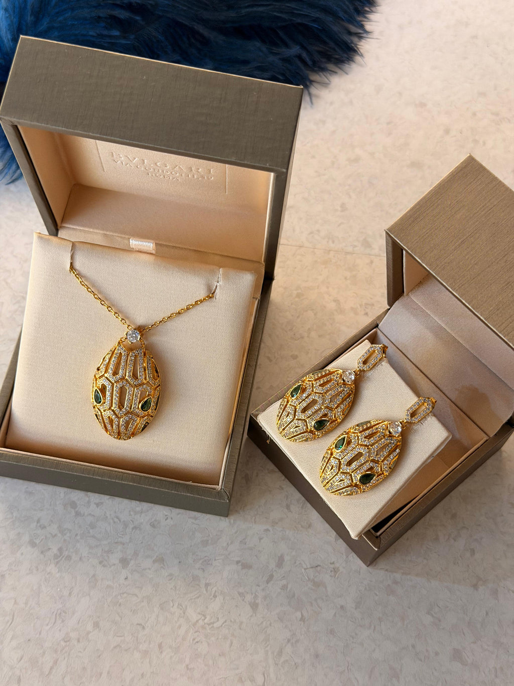 Bvlgari Serpent  Set Necklace & Earings Swarovski Stones