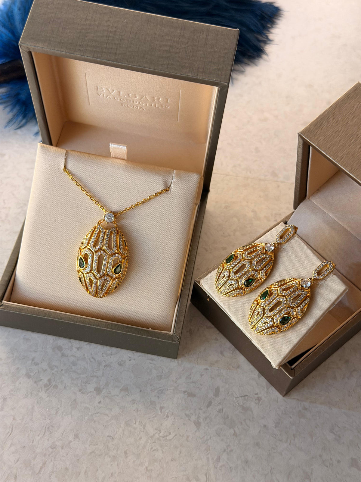 Bvlgari Serpent  Set Necklace & Earings Swarovski Stones