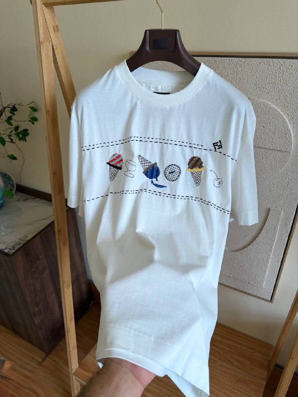 Fendi Ice Cream Embroidered T-Shirt