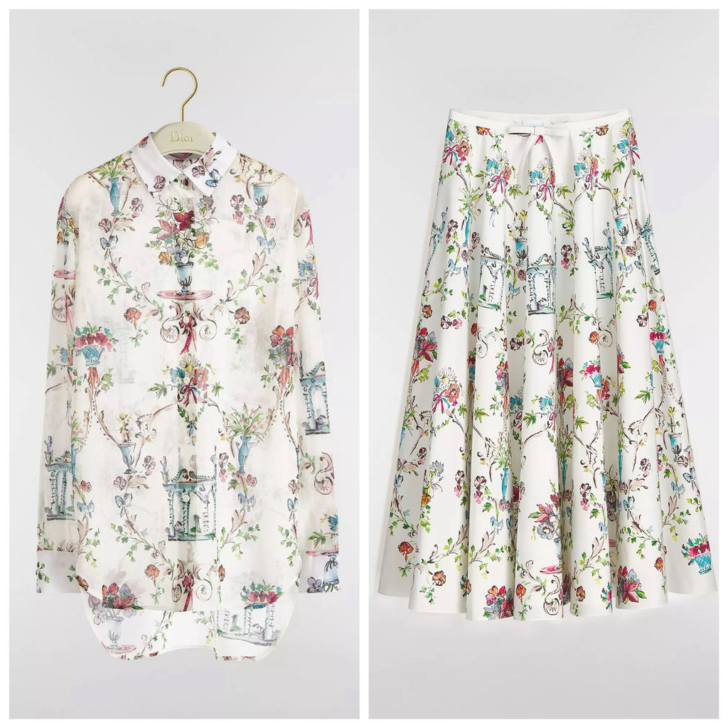 Dior Dioriviera Tied Cropped Blouse & Skirt