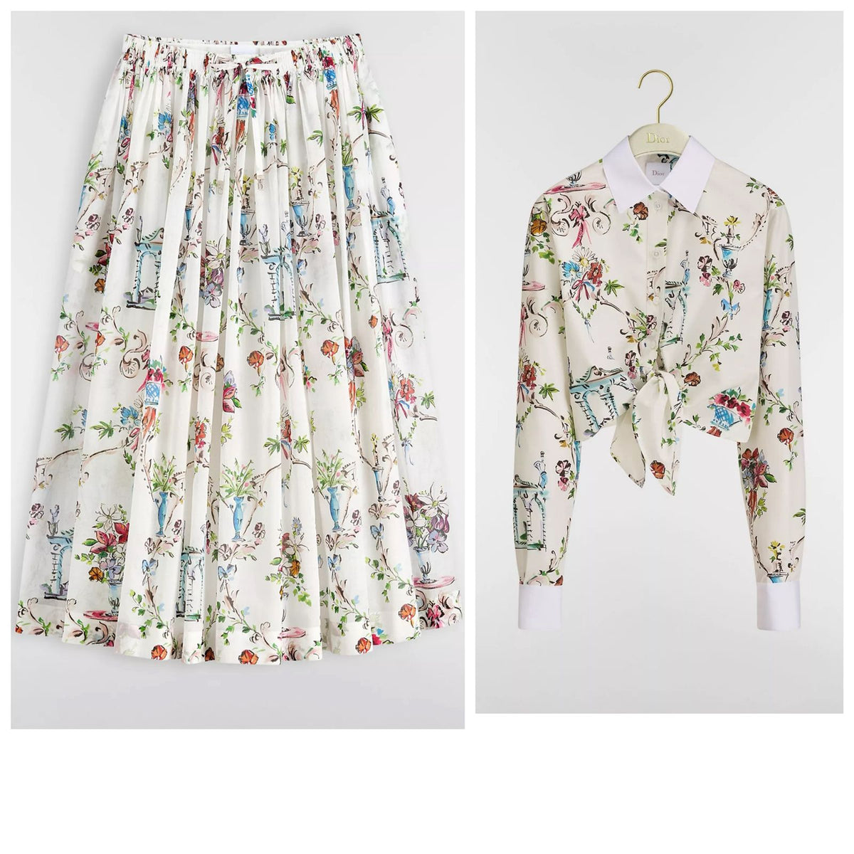 Dior Dioriviera Tied Cropped Blouse & Skirt