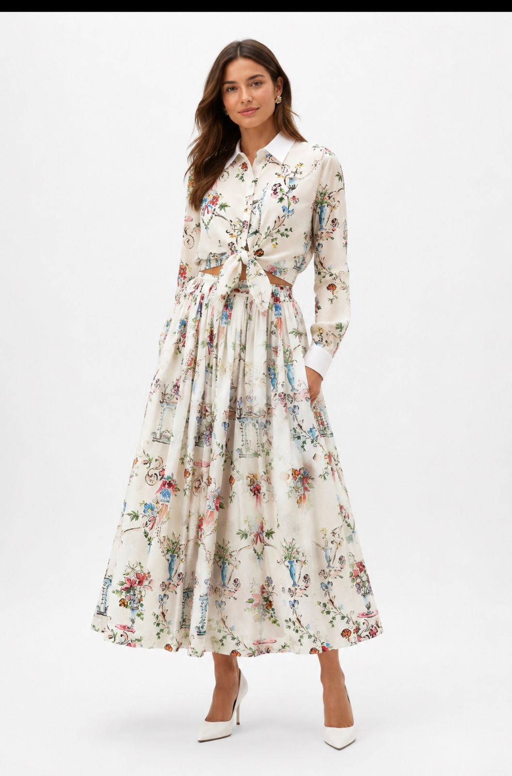 Dior Dioriviera Tied Cropped Blouse & Skirt