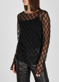 Gucci Black GG-embroidered Tulle Top