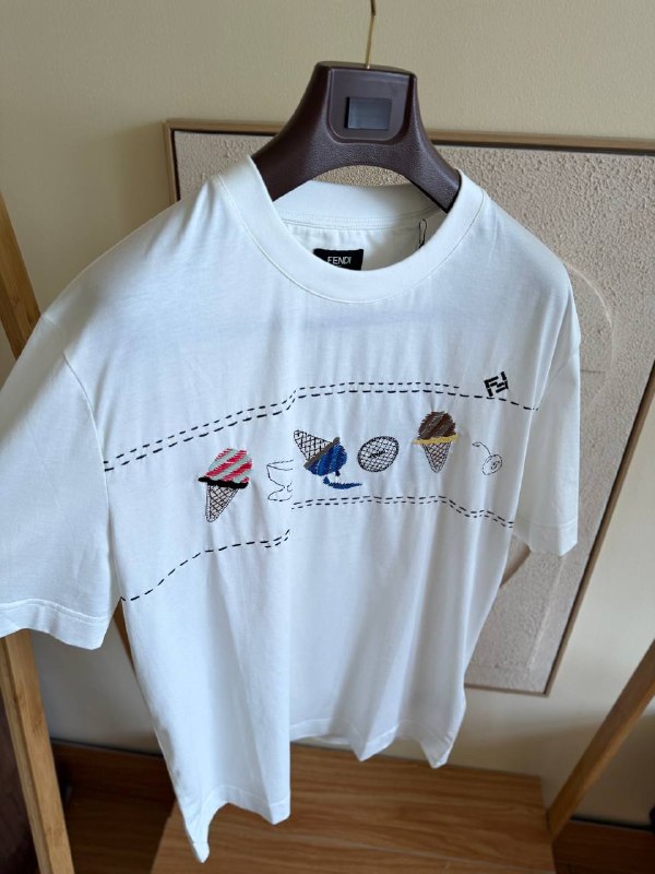 Fendi Ice Cream Embroidered T-Shirt