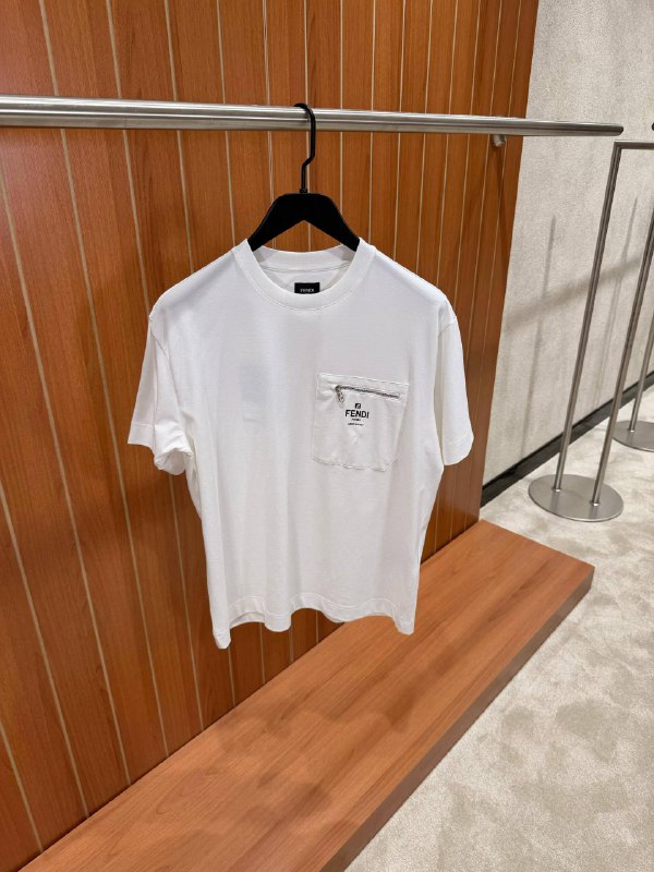 Fendi Zipped Pocket Cotton T-Shirt