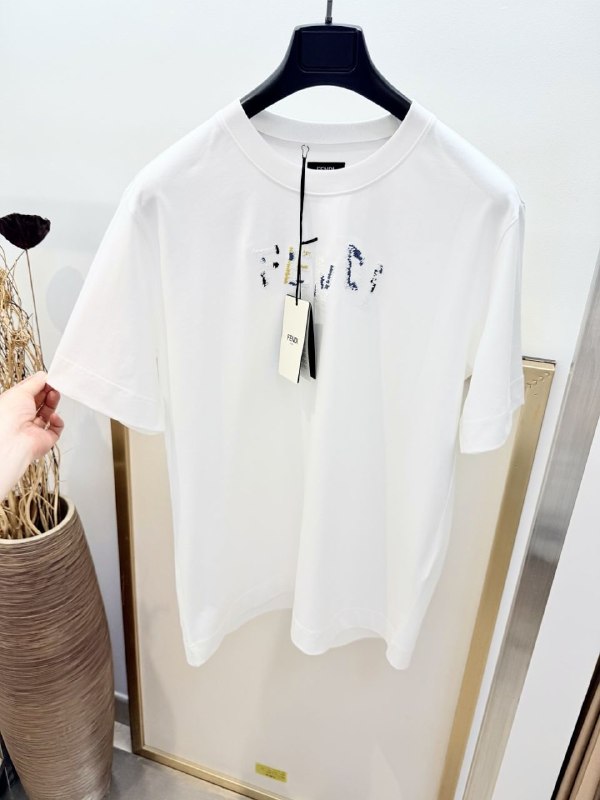 Fendi Embroidered Logo Crew Neck T-Shirt