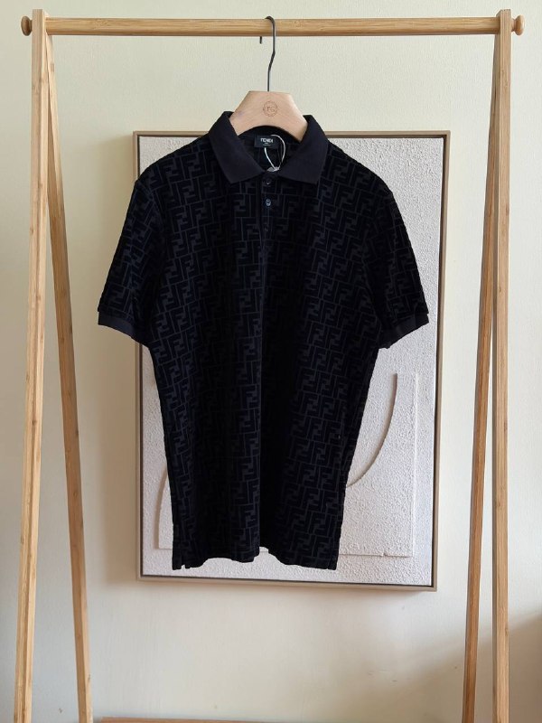 Fendi Black 'Forever Fendi' Polo Shirt