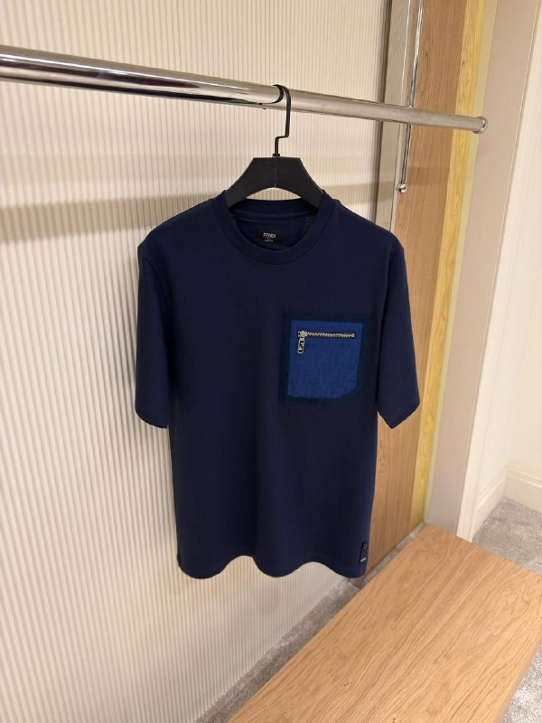Fendi Cotton Crewneck T-Shirt with a Zip Pocket
